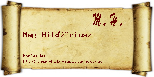 Mag Hiláriusz névjegykártya